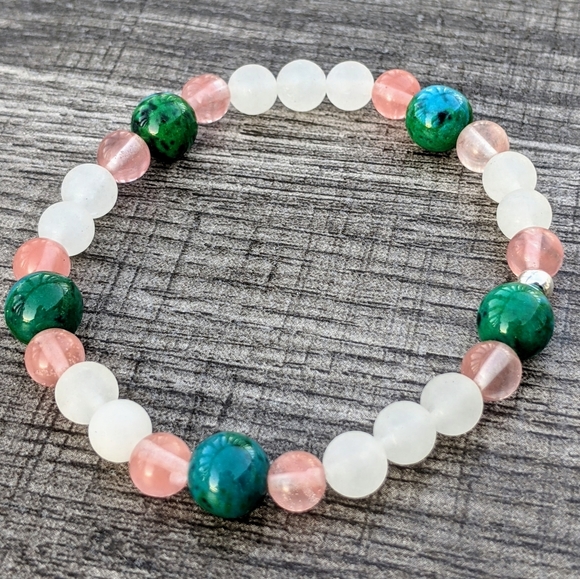 Quartz,Tourmaline & Chrysocolla Bracelet - Picture 1 of 6